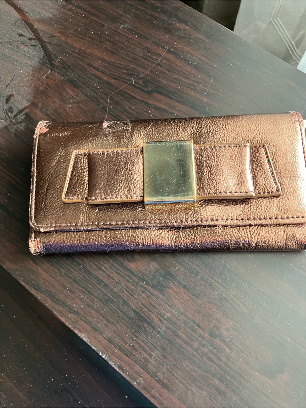 Ivanka Trump Metallic Bronze Wallet with Gold-Tone Hardware